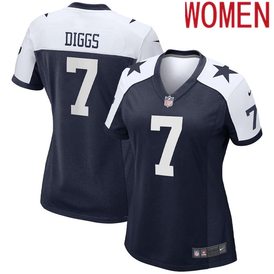 Women Dallas Cowboys 7 Trevon Diggs Nike Navy Alternate Game NFL Jersey